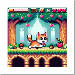 pixel cat game art Posters and Art